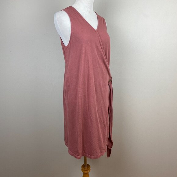 Roxy Wrap Dress 8 Pink Mauve Mini Sleeveless V-Neck Tie Rhythm Luck Lightweight - Picture 3 of 12